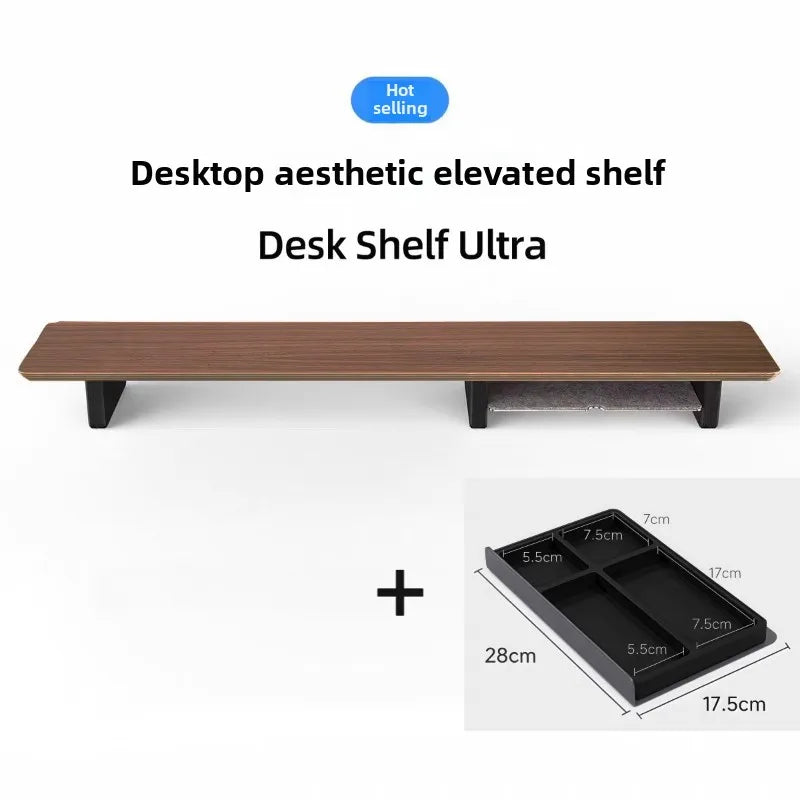 Dezko Stiga Two-Tier Walnut Desk Shelf — Dezko Modern Desks & Workspace Accessories — view 6