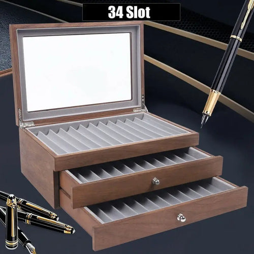 Dezko Bern 34-Slot Walnut Pen Cabinet — Dezko Modern Desks & Workspace Accessories