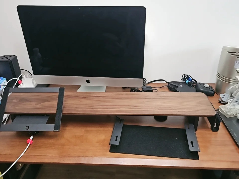 Dezko Tarn 80cm Walnut Riser with Under-Shelf — Dezko Modern Desks & Workspace Accessories
