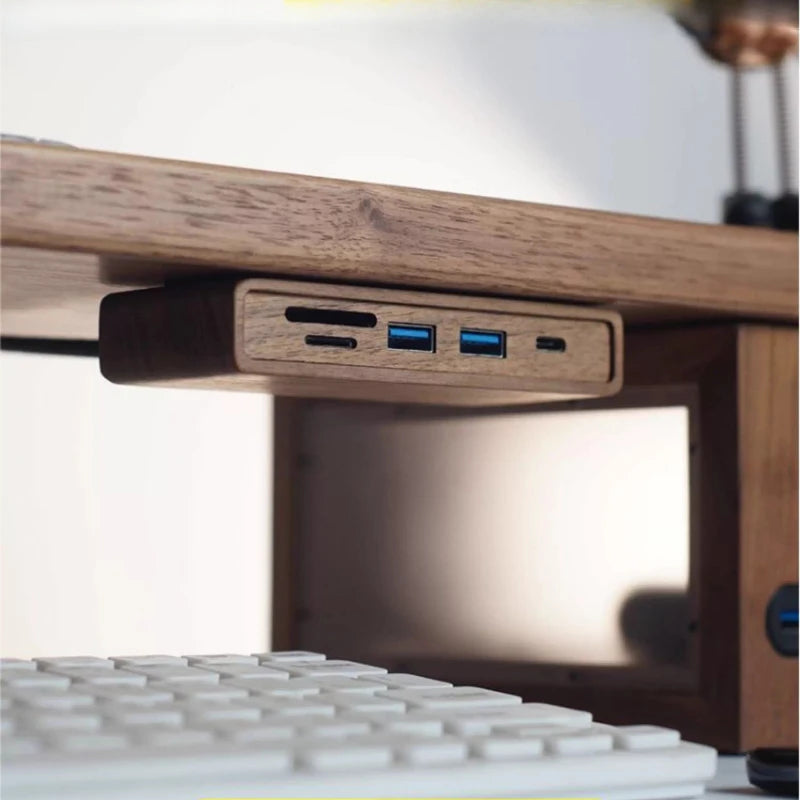 Dezko Vann Walnut Under-Desk Hub Dock — Dezko Modern Desks & Workspace Accessories — view 2