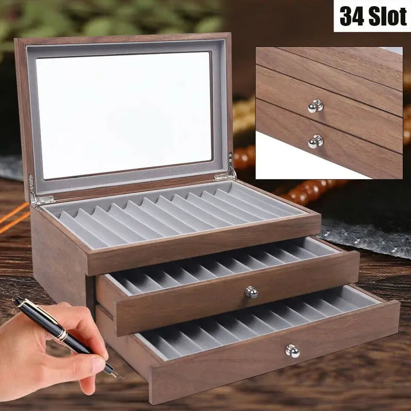 Dezko Bern 34-Slot Walnut Pen Cabinet — Dezko Modern Desks & Workspace Accessories — view 3