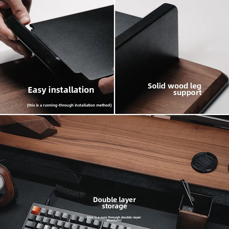 Dezko Ledra Twin-Drawer Walnut Desk Riser — Dezko Modern Desks & Workspace Accessories — view 6