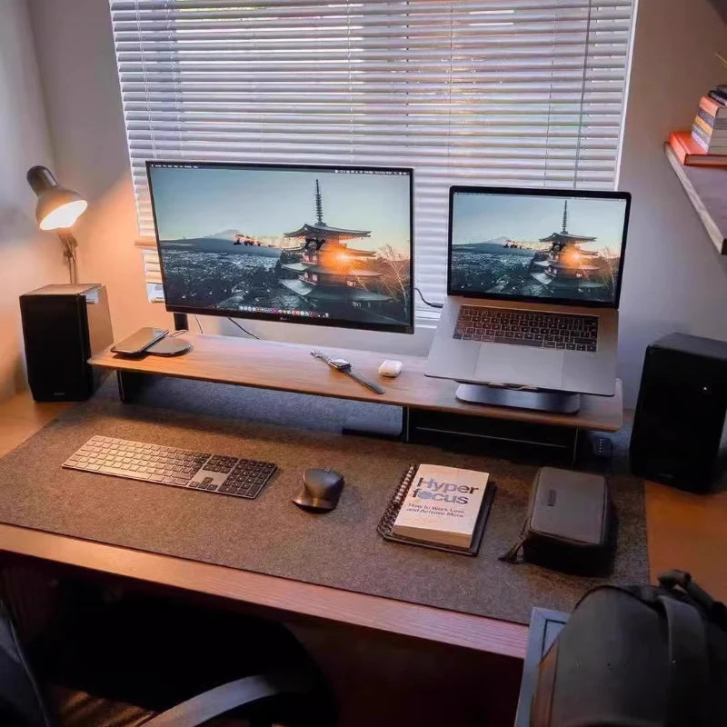Dezko Grove Long-Span Black Walnut Monitor Riser — Dezko Modern Desks & Workspace Accessories — view 2
