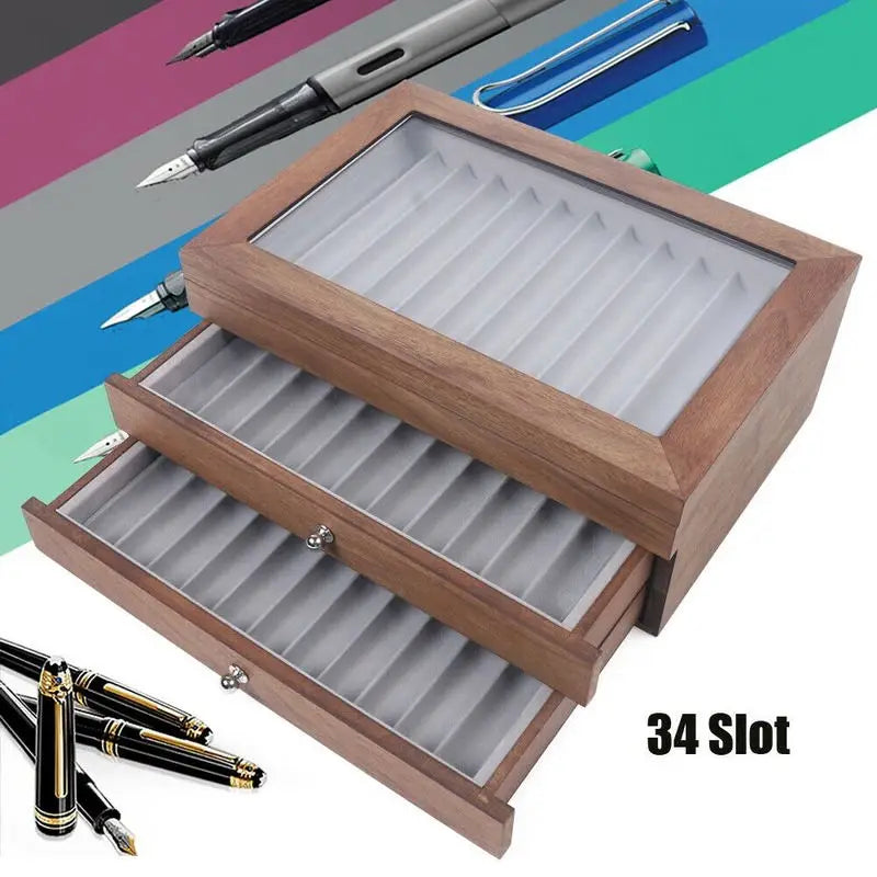 Dezko Bern 34-Slot Walnut Pen Cabinet — Dezko Modern Desks & Workspace Accessories — view 2