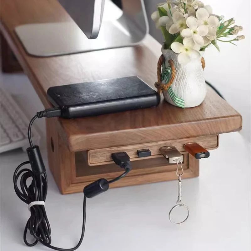 Dezko Vann Walnut Under-Desk Hub Dock — Dezko Modern Desks & Workspace Accessories — view 3