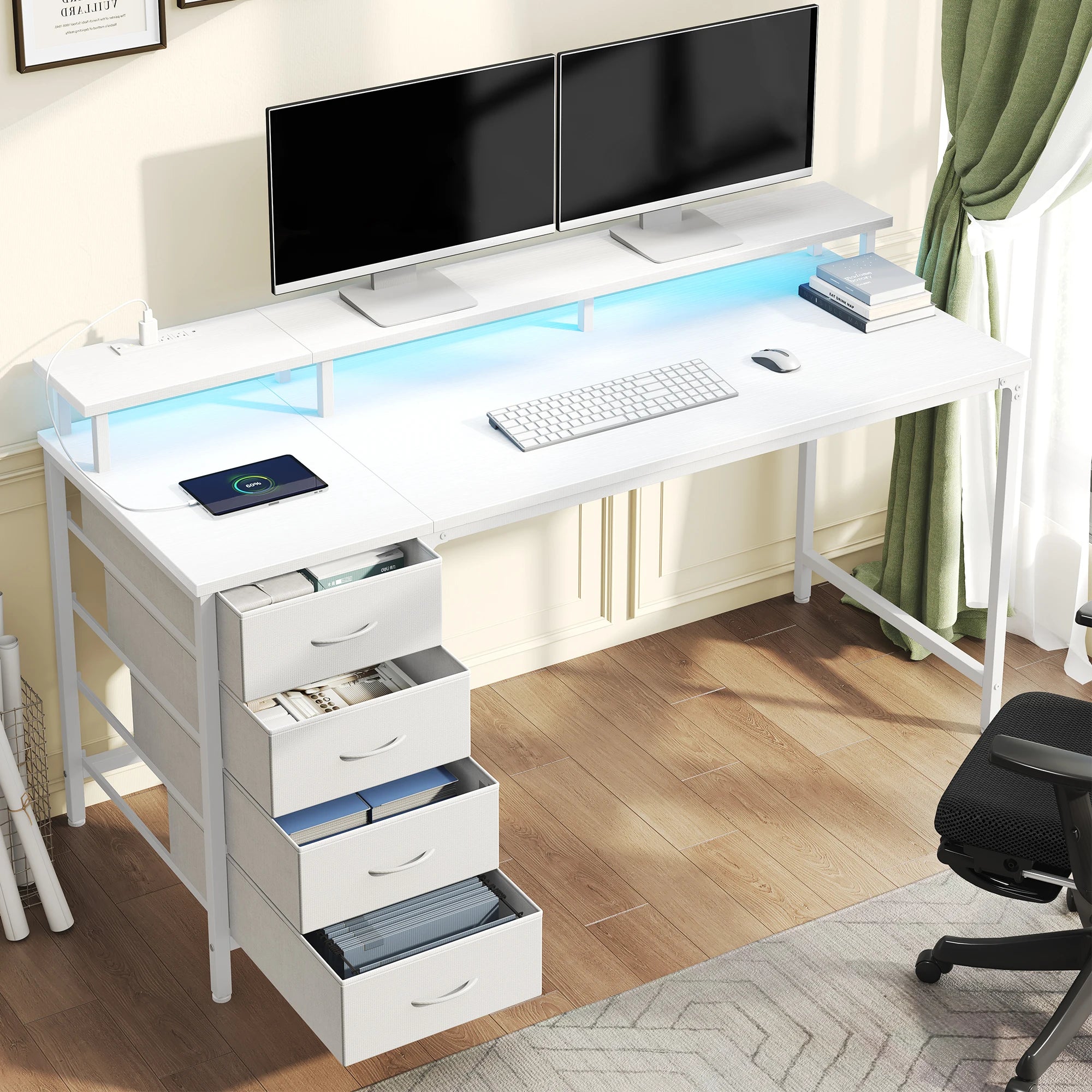 Dezko Rombe Four-Drawer Powered Desk — Dezko Modern Desks & Workspace Accessories