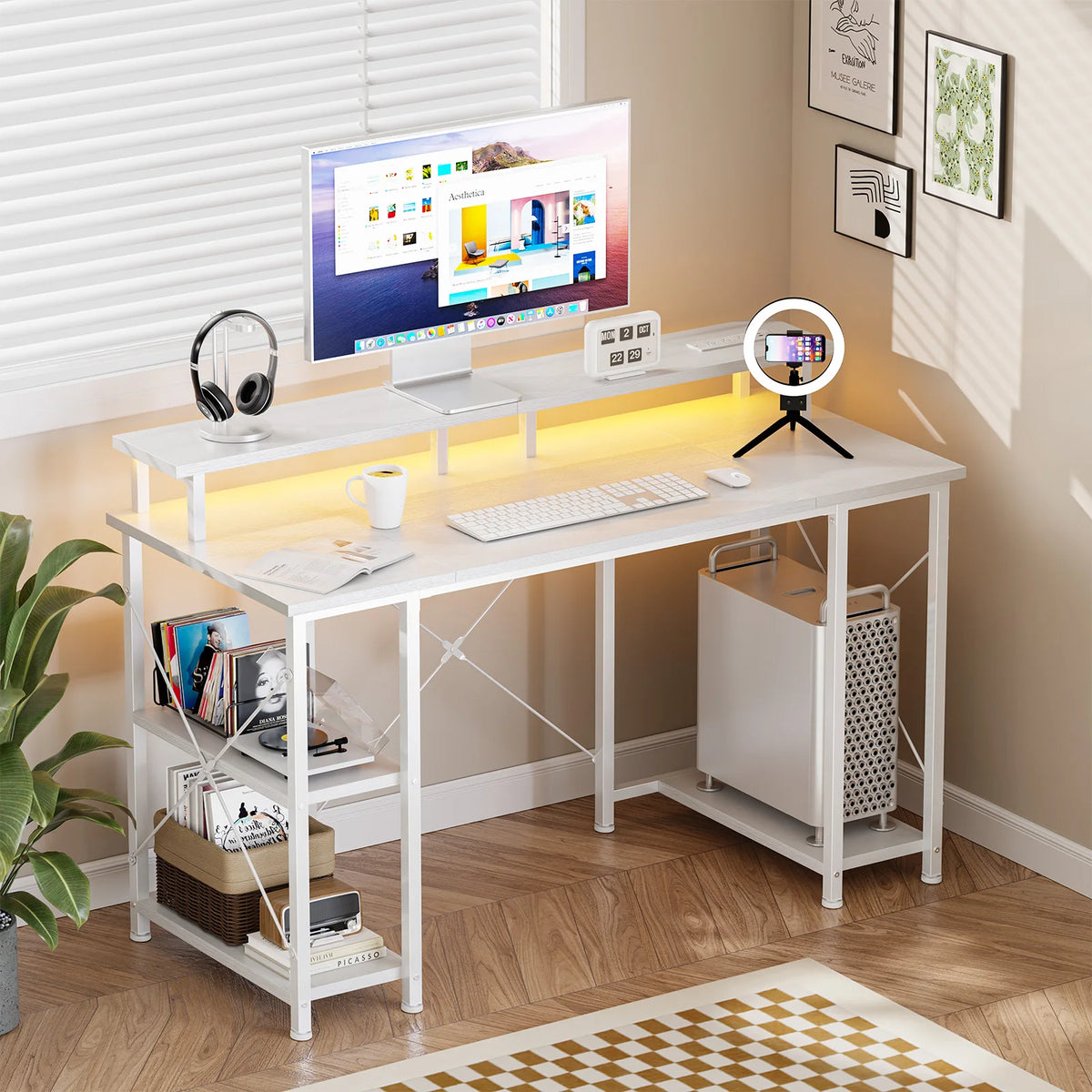Dezko Ekhus 48-Inch Desk with Storage Column — Dezko Modern Desks & Workspace Accessories