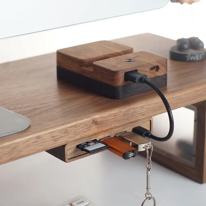 Dezko Vann Walnut Under-Desk Hub Dock — Dezko Modern Desks & Workspace Accessories