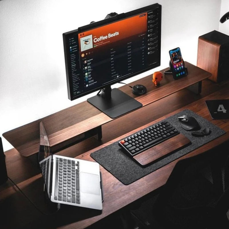 Dezko Kubb Side-Shelf Walnut Monitor Stand — Dezko Modern Desks & Workspace Accessories — view 6