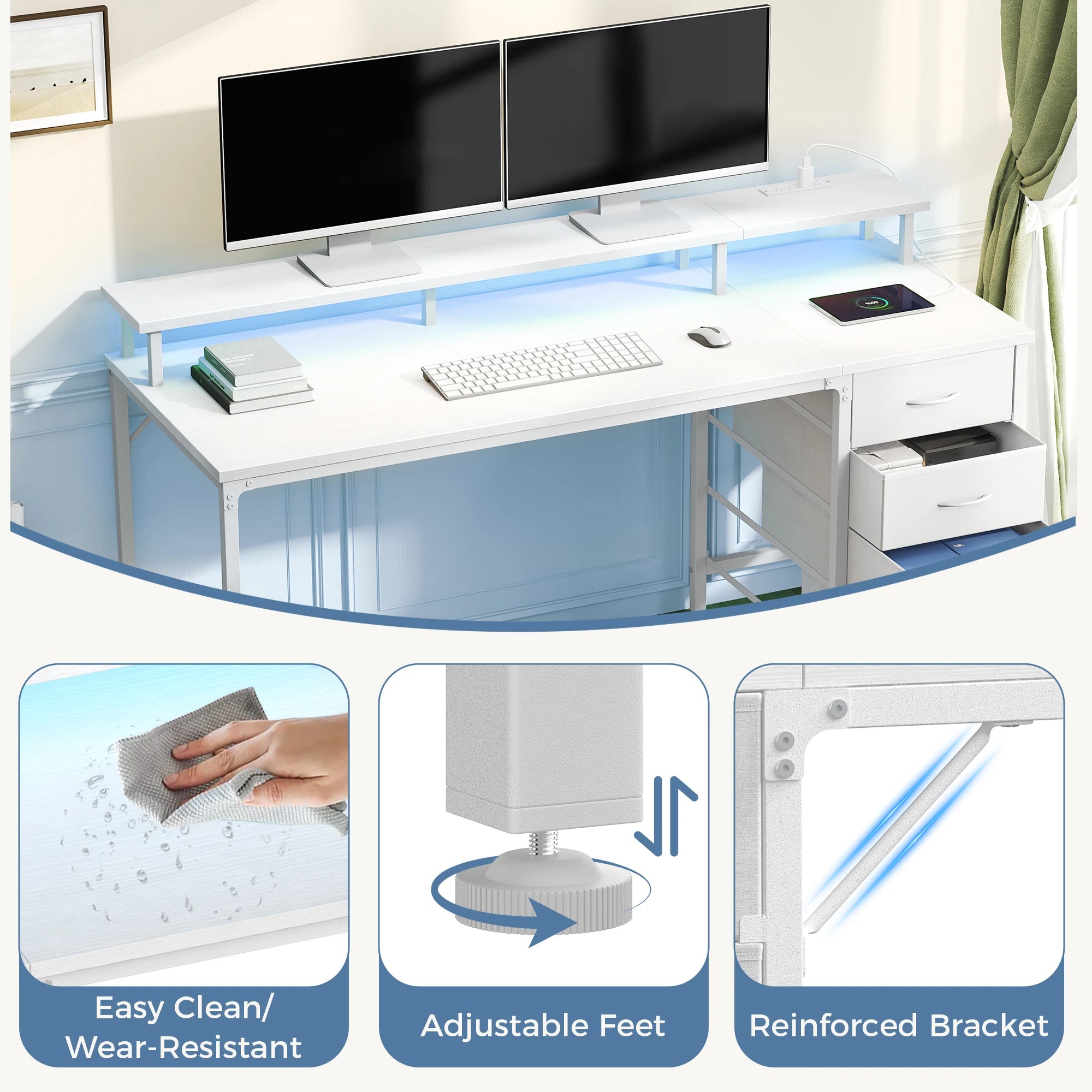 Dezko Rombe Four-Drawer Powered Desk — Dezko Modern Desks & Workspace Accessories — view 5