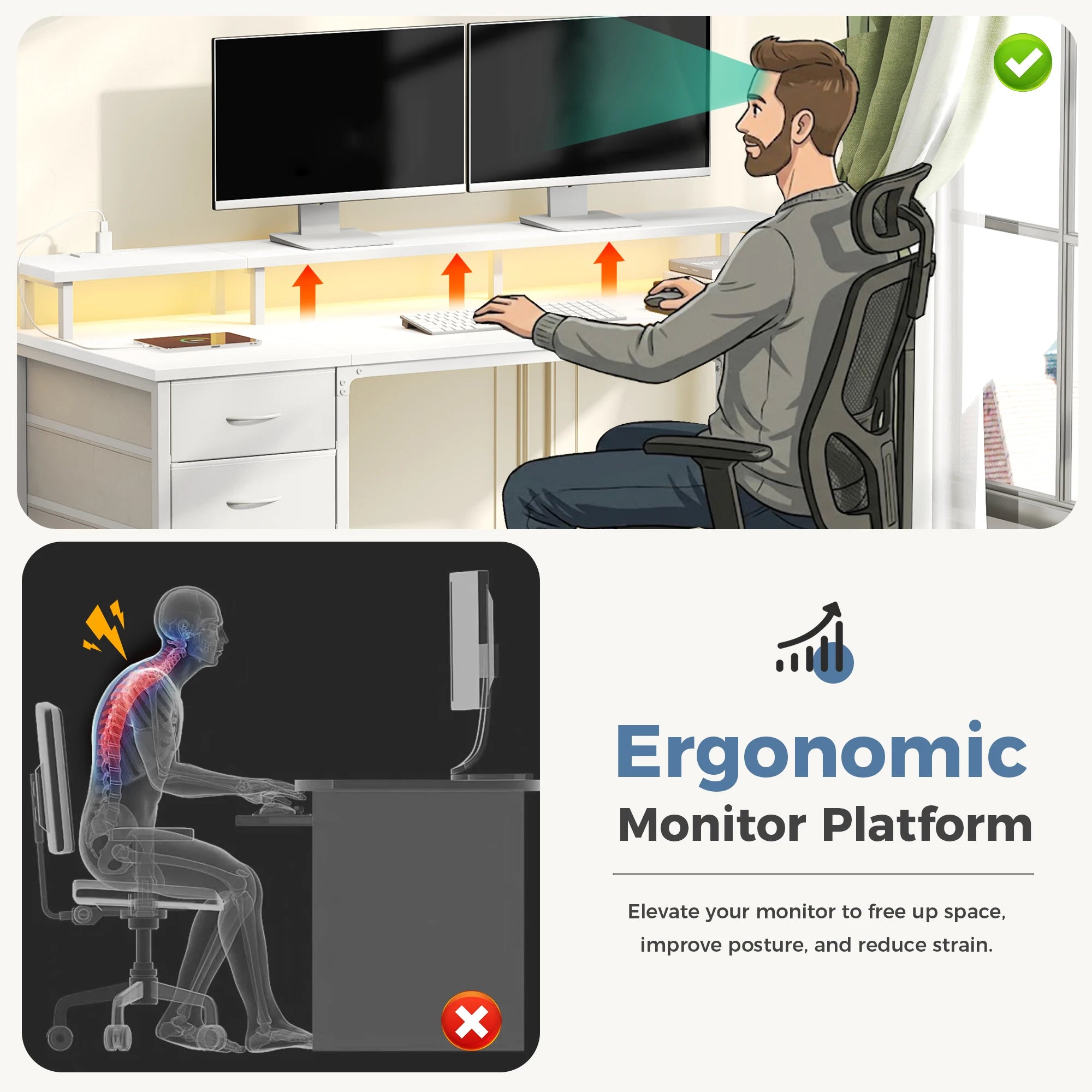 Dezko Rombe Four-Drawer Powered Desk — Dezko Modern Desks & Workspace Accessories — view 3