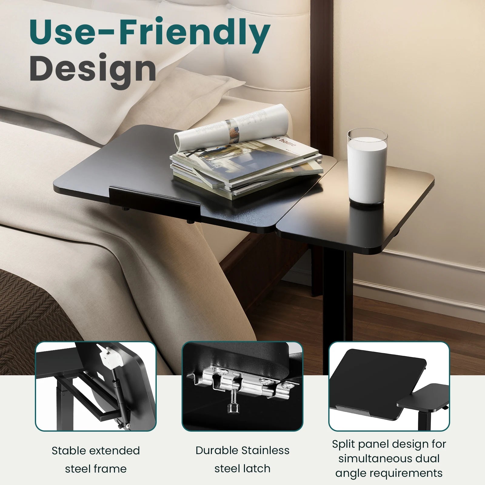 Dezko Klaff Flip-Top C-Frame Side Desk — Dezko Modern Desks & Workspace Accessories — view 6