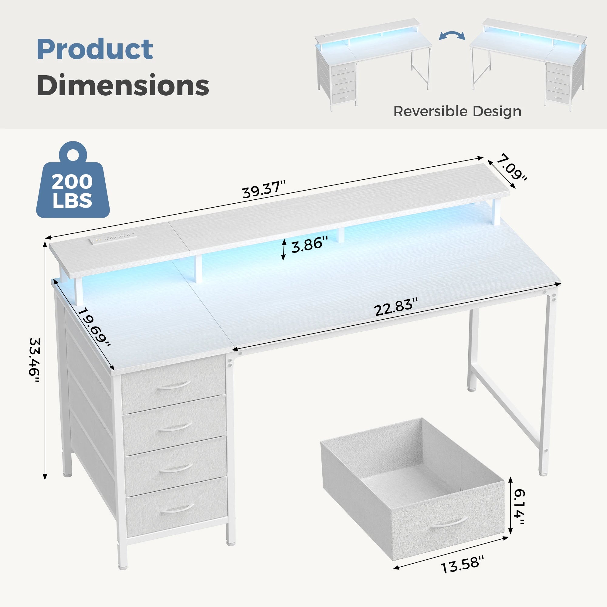 Dezko Rombe Four-Drawer Powered Desk — Dezko Modern Desks & Workspace Accessories — view 6