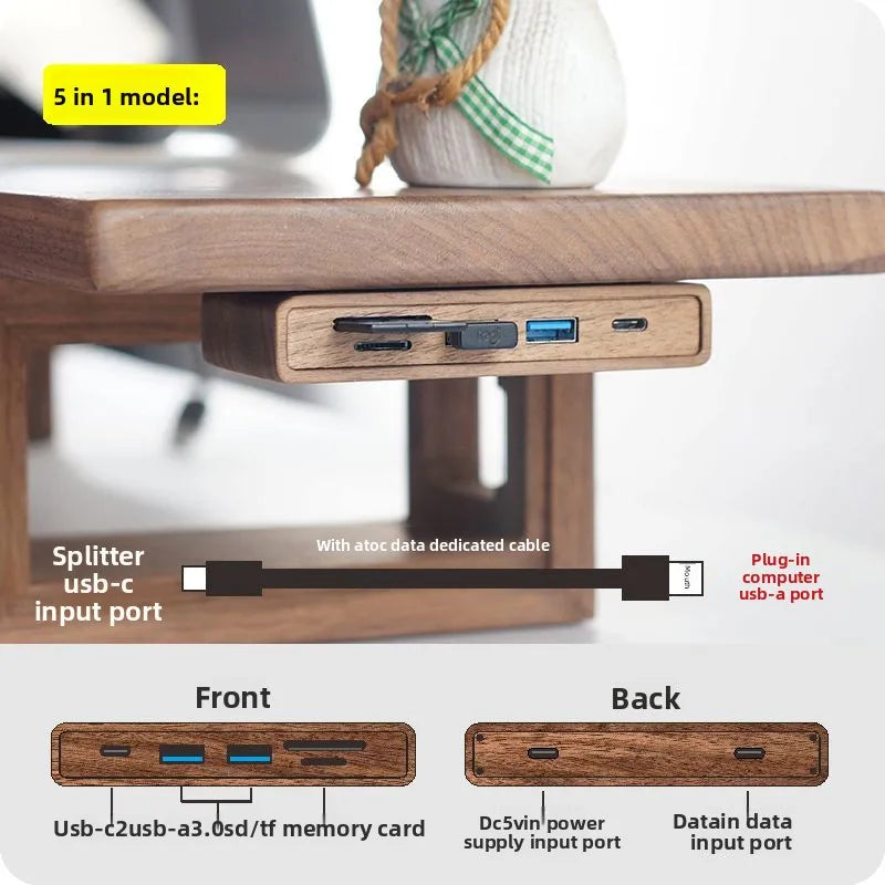 Dezko Vann Walnut Under-Desk Hub Dock — Dezko Modern Desks & Workspace Accessories — view 5