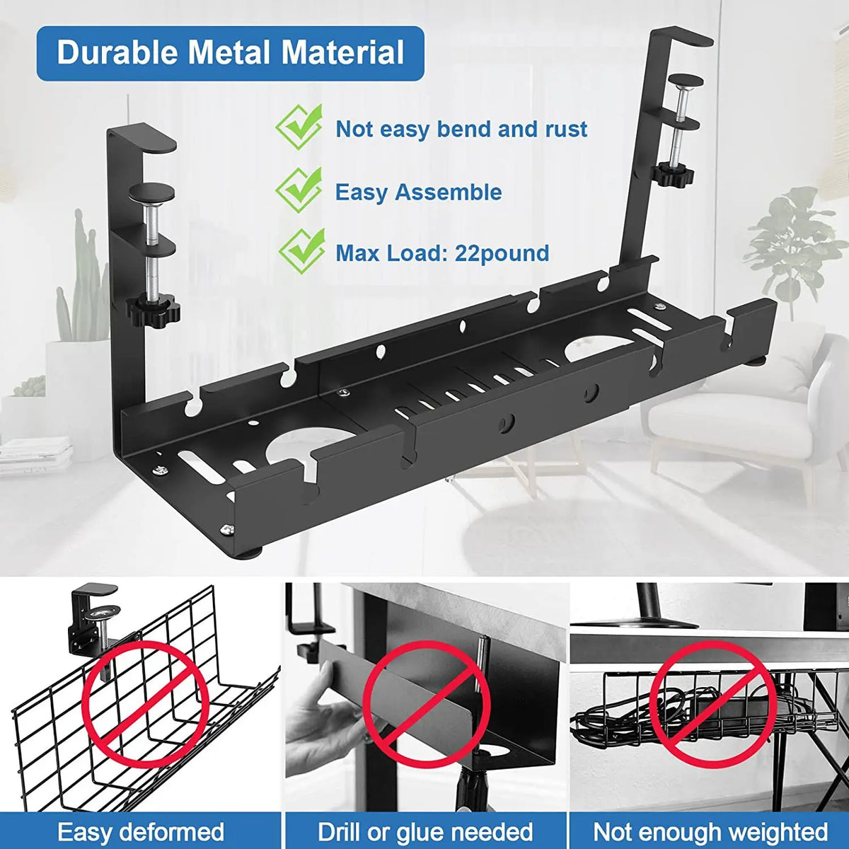 Dezko Rill Telescopic Under-Desk Cable Rack — Dezko Modern Desks & Workspace Accessories — view 5