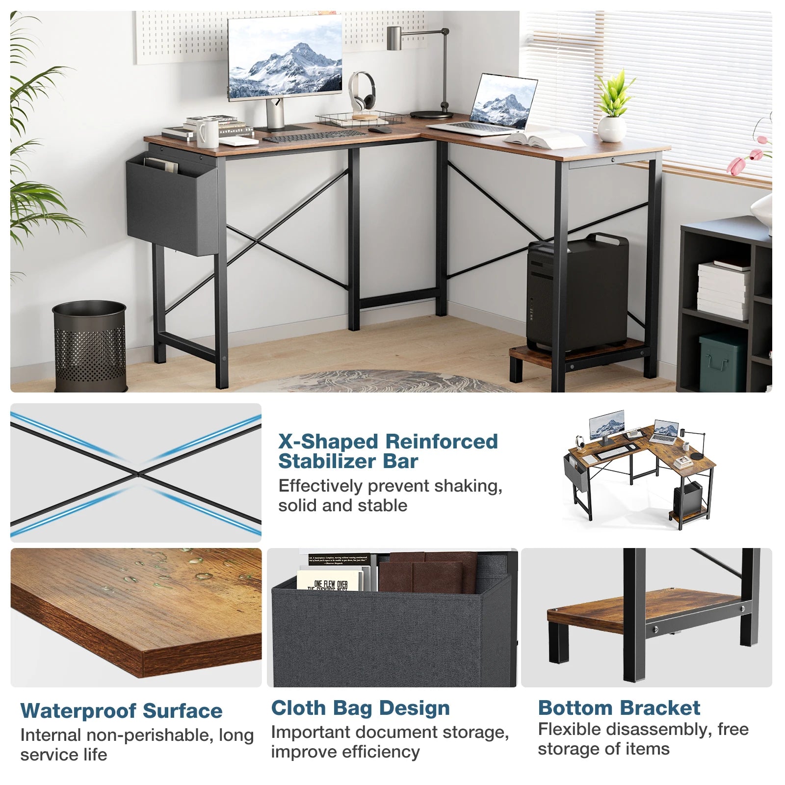 Dezko Torvi L-Shaped Corner Desk — Dezko Modern Desks & Workspace Accessories — view 5