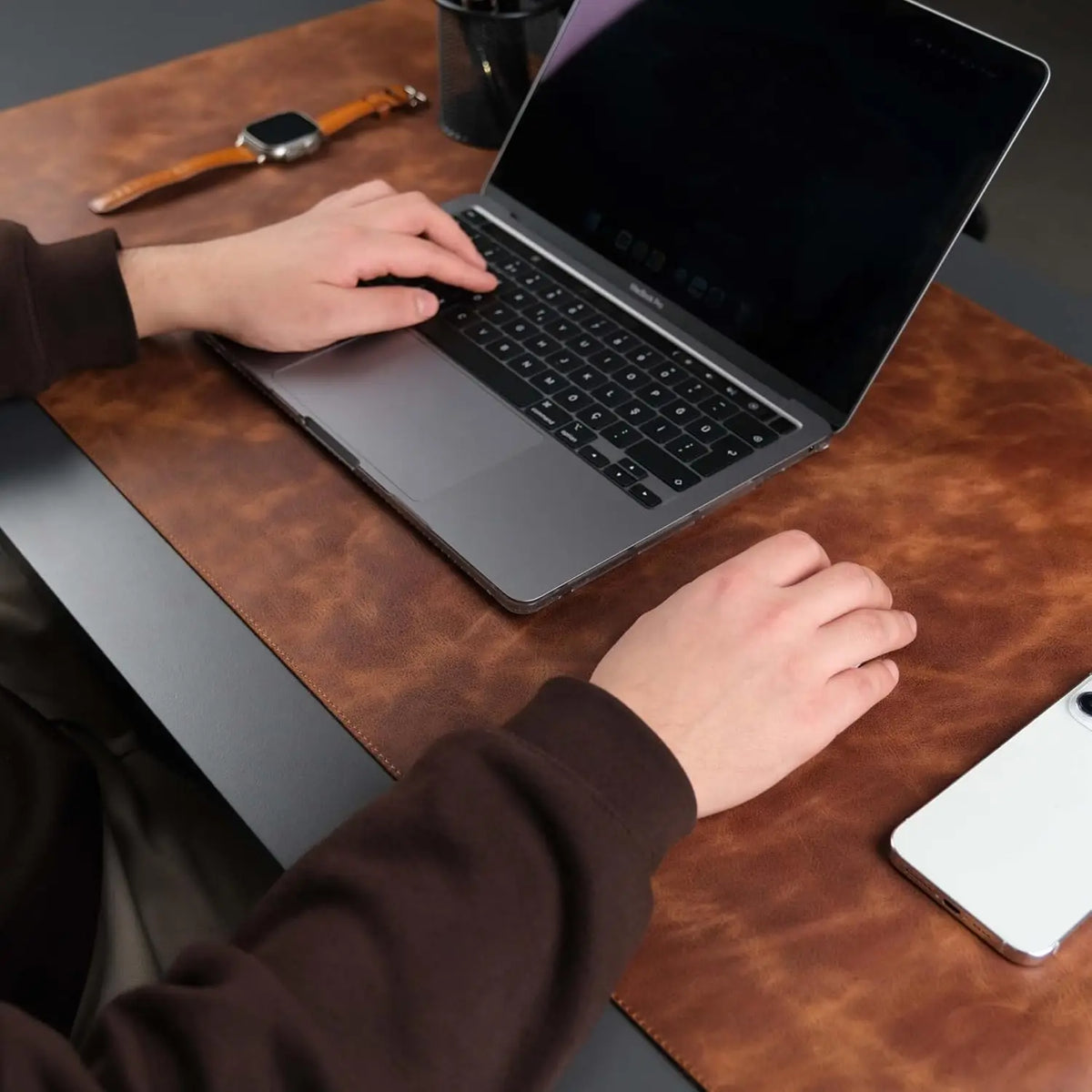 Dezko Hyde Full-Grain Leather Desk Pad — Dezko Modern Desks & Workspace Accessories — view 4
