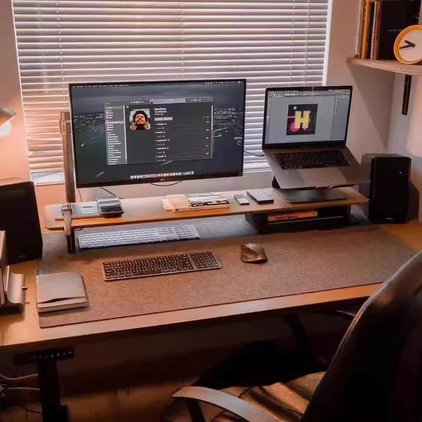 Dezko Grove Long-Span Black Walnut Monitor Riser — Dezko Modern Desks & Workspace Accessories
