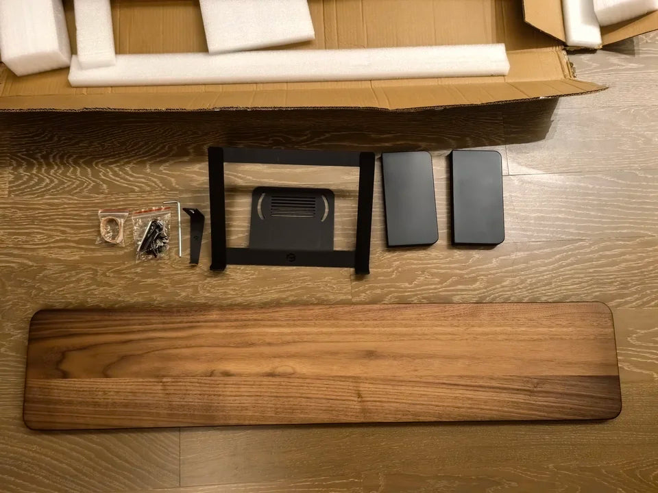 Dezko Tarn 80cm Walnut Riser with Under-Shelf — Dezko Modern Desks & Workspace Accessories — view 5
