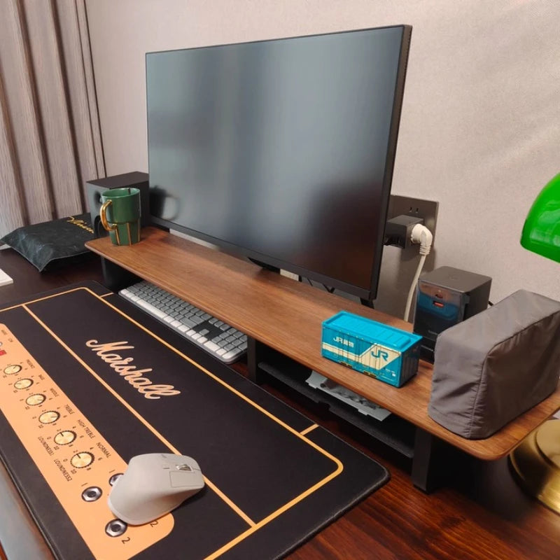 Dezko Kubb Side-Shelf Walnut Monitor Stand — Dezko Modern Desks & Workspace Accessories — view 4