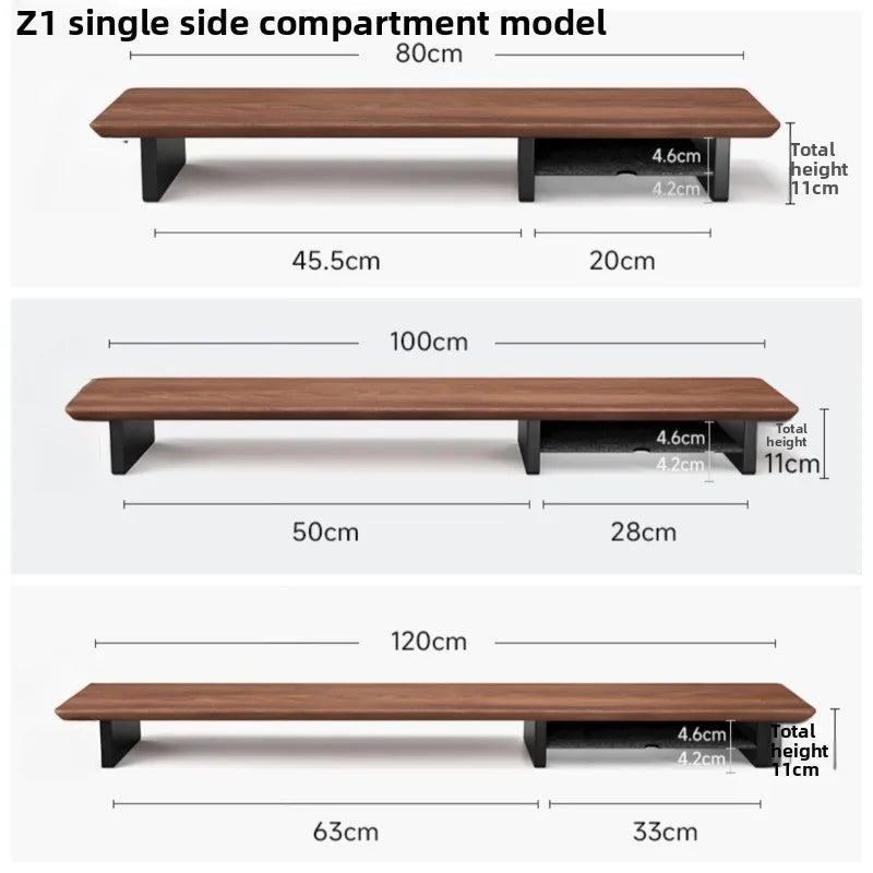 Dezko Kubb Side-Shelf Walnut Monitor Stand — Dezko Modern Desks & Workspace Accessories