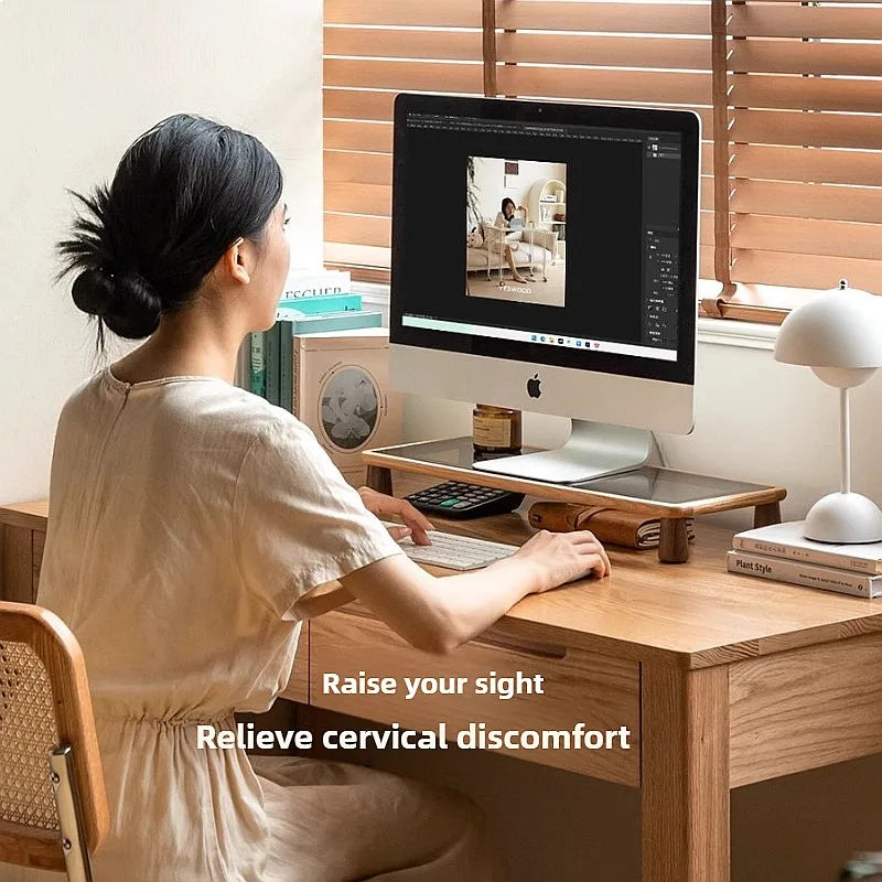 Dezko Vika Solid Wood Monitor Riser — Dezko Modern Desks & Workspace Accessories — view 2