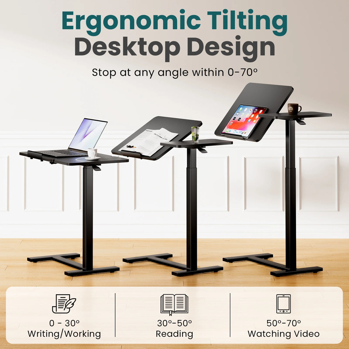 Dezko Klaff Flip-Top C-Frame Side Desk — Dezko Modern Desks & Workspace Accessories — view 2