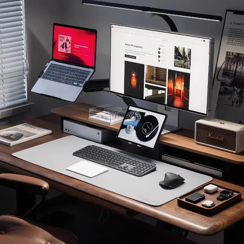 Dezko Stiga Two-Tier Walnut Desk Shelf — Dezko Modern Desks & Workspace Accessories